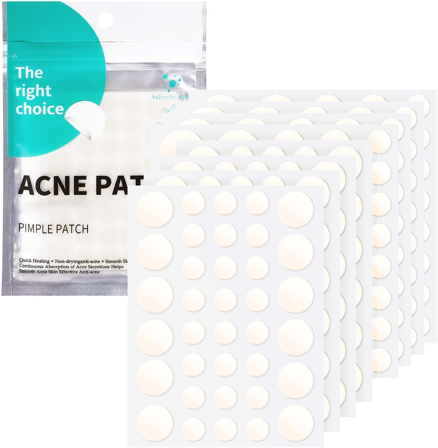Pack of 330 Pimple Patch Hydrocolloid Plasters Invisible Natural Pimple Patch with Salicylic Acid and Tea Tree Oil Day and Night 2-in-1 Anti Patches Waterproof Breathable Absorption