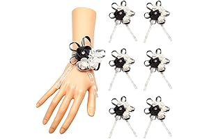 6-Piece Prom Corsages and Boutonnieres - Black and Silver Elegance