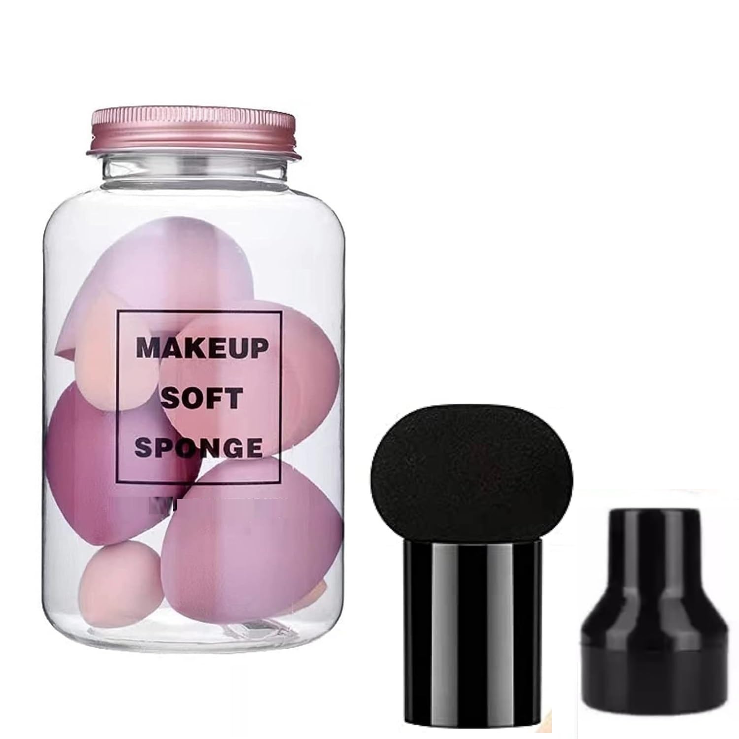Beautiflame 7Pcs Makeup Sponge Set Blender with Egg Case, Soft Sponge For Liquid Foundation, Creams, and Powder Wet and Dry Makeup With Makeup Mushroom Puff