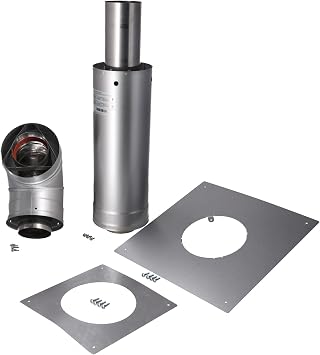 Rheem RTG20280-1 ProTech Horizontal Vent Termination Kit, 3" x 5", Stainless Steel, for Tankless Gas Non-Condensing Water Heaters, Max 10" Wall Thickness