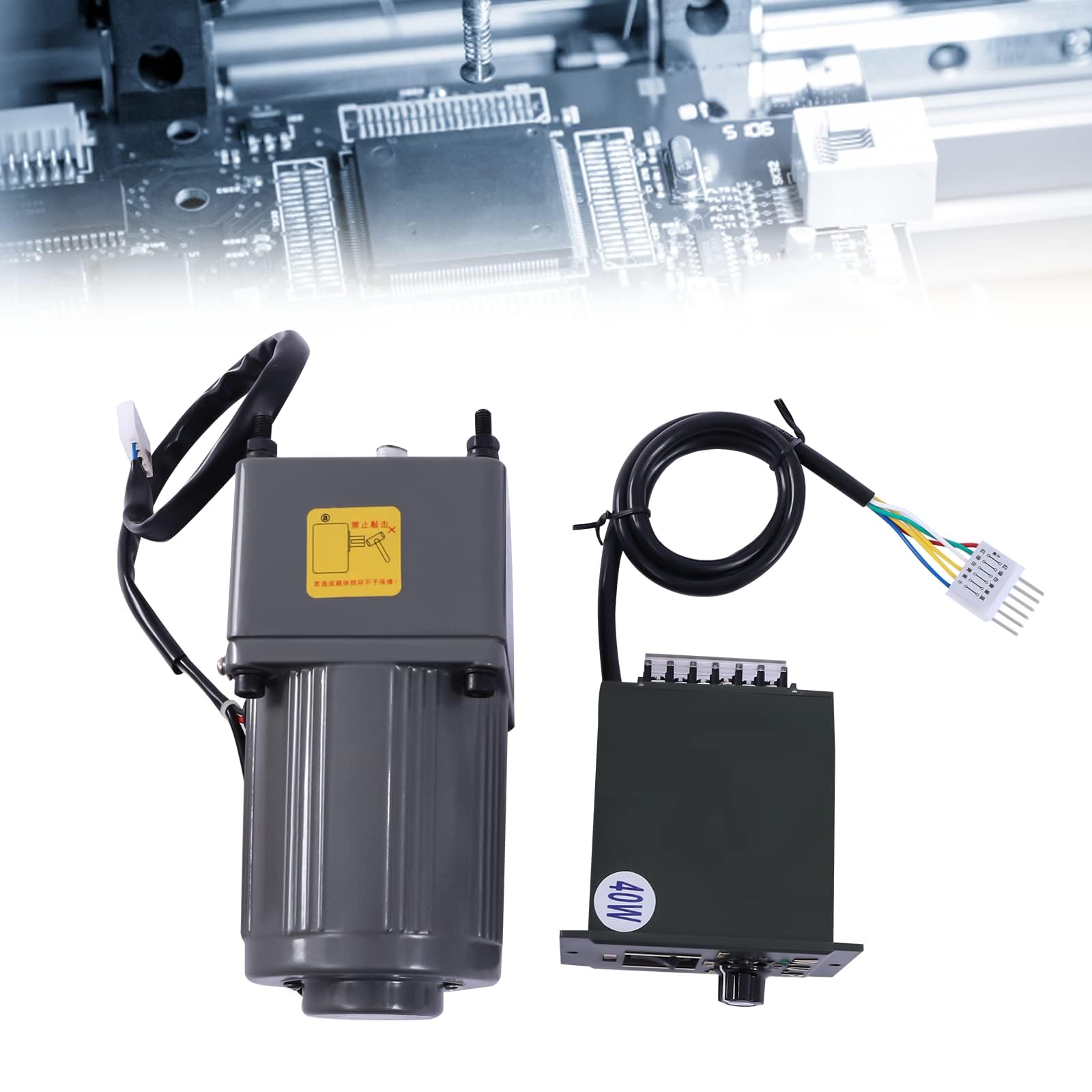 Getriebemotor 40W, Elektromotor Wechselstrom 20K Stufenlos Einstellbar Gear Motor mit Drehzahlregler Einphasig Motor 220V 1400rpm