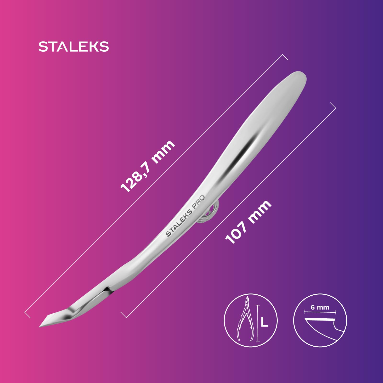 STALEKS Pro - Tronchesine per Pelle Cuticole Professionale, Pinza con Maniglia Curvo (Lunghezza Lama - 6 mm) Expert 81, NE-81-6