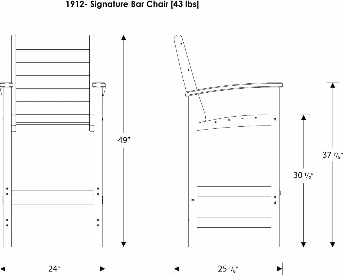 POLYWOOD 1912-WH Signature Bar Chair, White