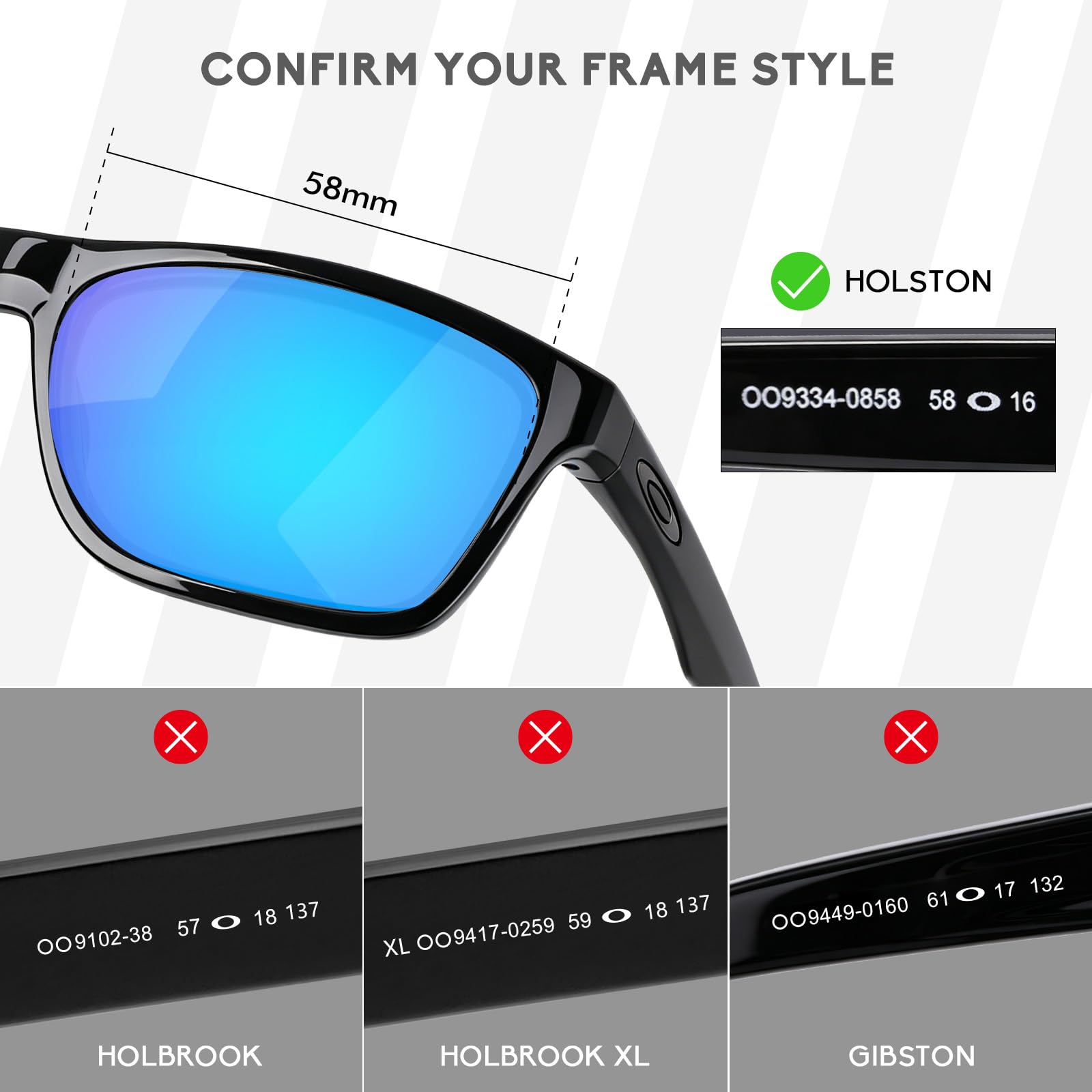 5 pares de lentes polarizados de repuesto para gafas de sol Oakley Holston OO9334, antiarañazos y resistentes a los impactos