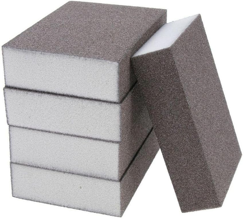 5-Pack Sanding Sponges, Medium Grit 36-220, 4-Sided Abrasive Pads for Wood/Metal/Paint, High-Density Sponge Block(180grit)
