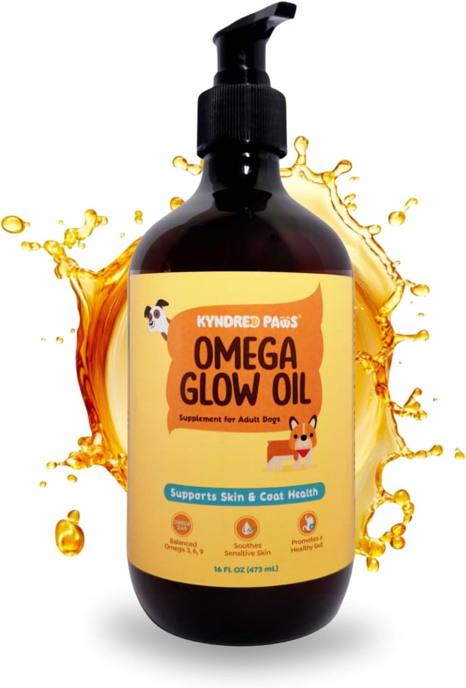 Omega-3-6-9 Oil for Dogs - Naturally Flavored & No Fishy Smell - 16 fl oz - Alternative to Salmon Based Fish Oil - 52% Omega 3-6-9-18% Lauric Acid - Supports Skin, Coat and Gut Health