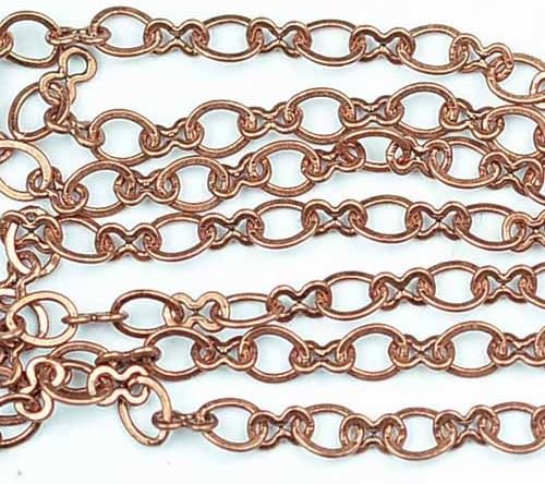 Chainologie Antique Copper Chain #4: 3x3.5mm Modified Flat Peanut/Oval Link Cable Chain (Per Yard/Per 3 Feet)