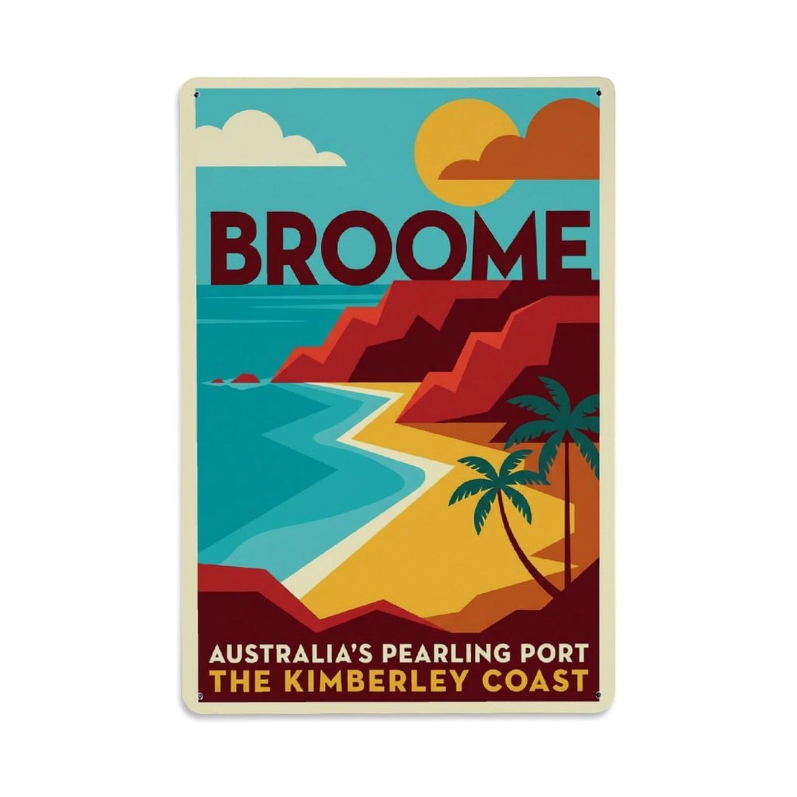 Metal Tin Sign Vintage Travel Australia Broome