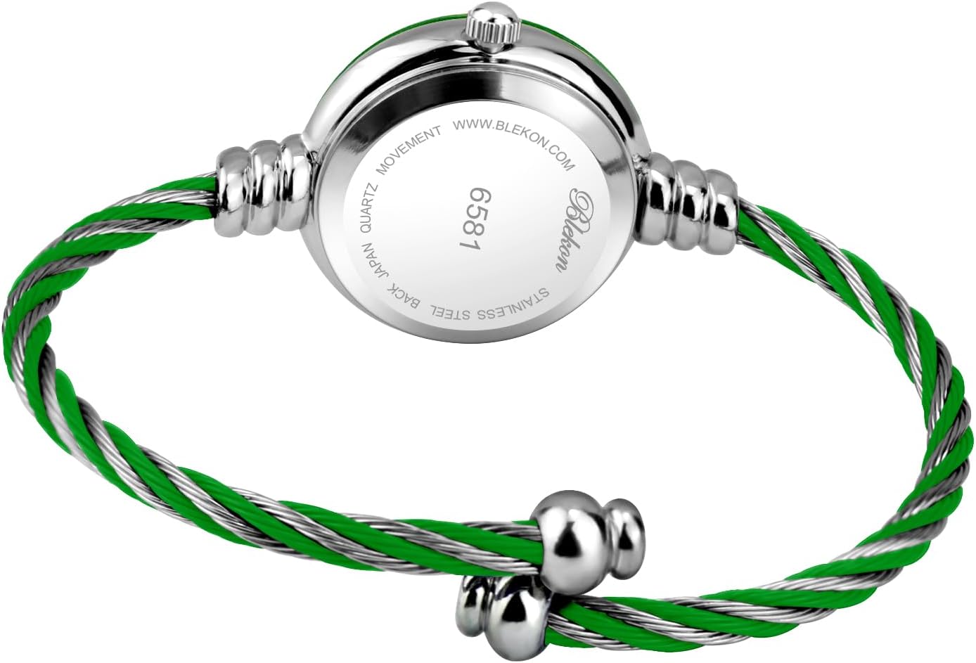 Blekon Collections Women's Cuff Watch - Round Analog Display Arabic Numbers 23mm Case Wire Bracelet Watch for Women Elegant Cable Cuff Bangle Wrist Watch