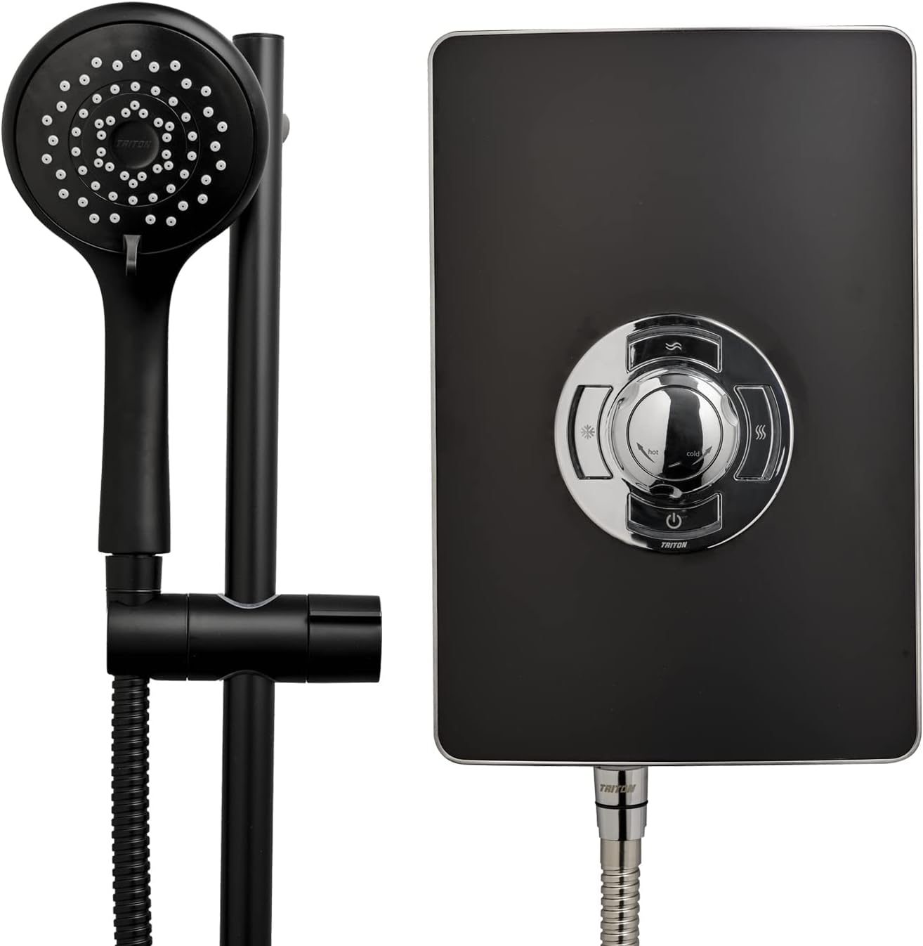 Triton Showers Shower Electric | 9.5 kW | Triton Aspirante I Matte Black I Electrical Showers | with Black Showerhead & Anti Twist Hose | Best Electric Shower Units for Bathrooms (RECOL209MTBLK)