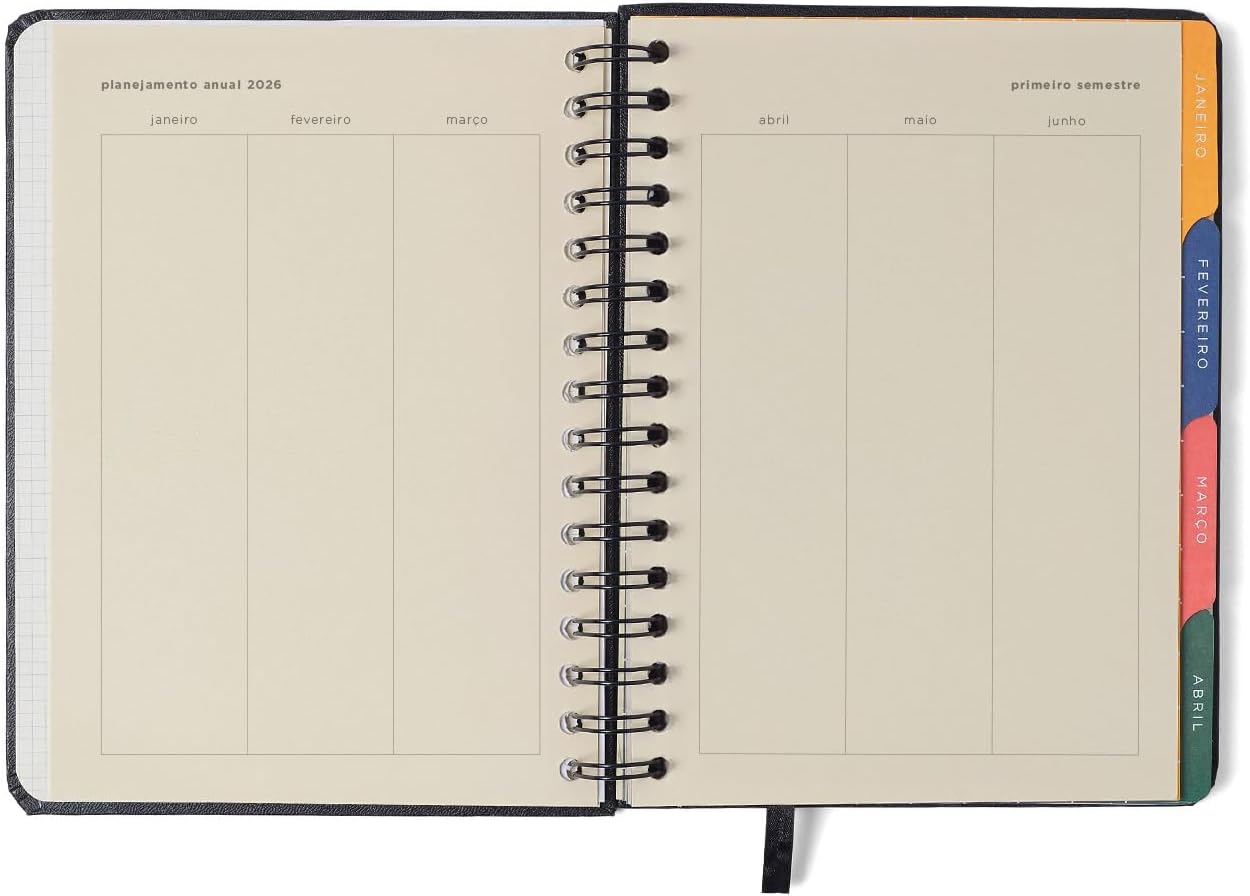 AGENDA PLANNER WIRE-O 2026 JARDIM SEMANAL NOTAS C/DIVISORIAS A5 VERDE