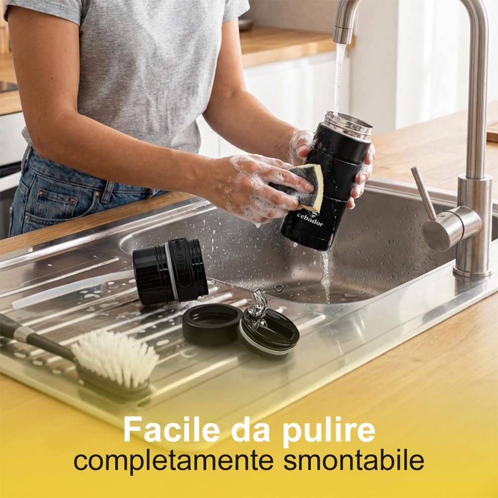 Yerbomos X per yerba mate 450 ml nero | Cebador | Tazza per mate, thermos e bombilla in un unico prodotto | acciaio inossidabile | Design moderno | Accessorio indispensabile per bere la yerba mate