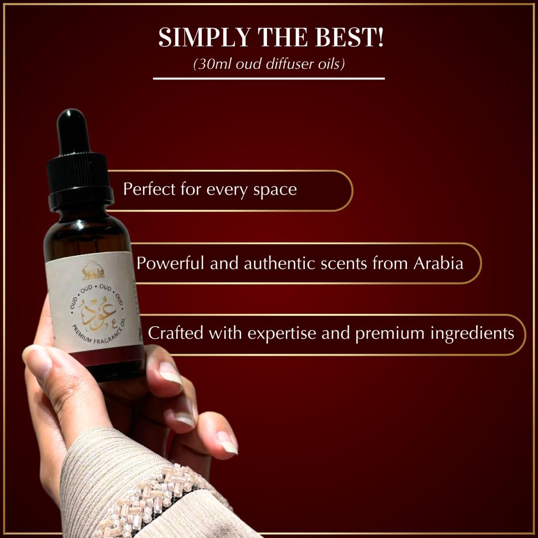 Oud Diffuser Oil by Dukhni | 30ml Arabic Essential Oil for Diffuser & Humidifier | Premium Oudh Fragrance I Relaxing Aromatherapy for Home | Long-Lasting Scent - Image 3