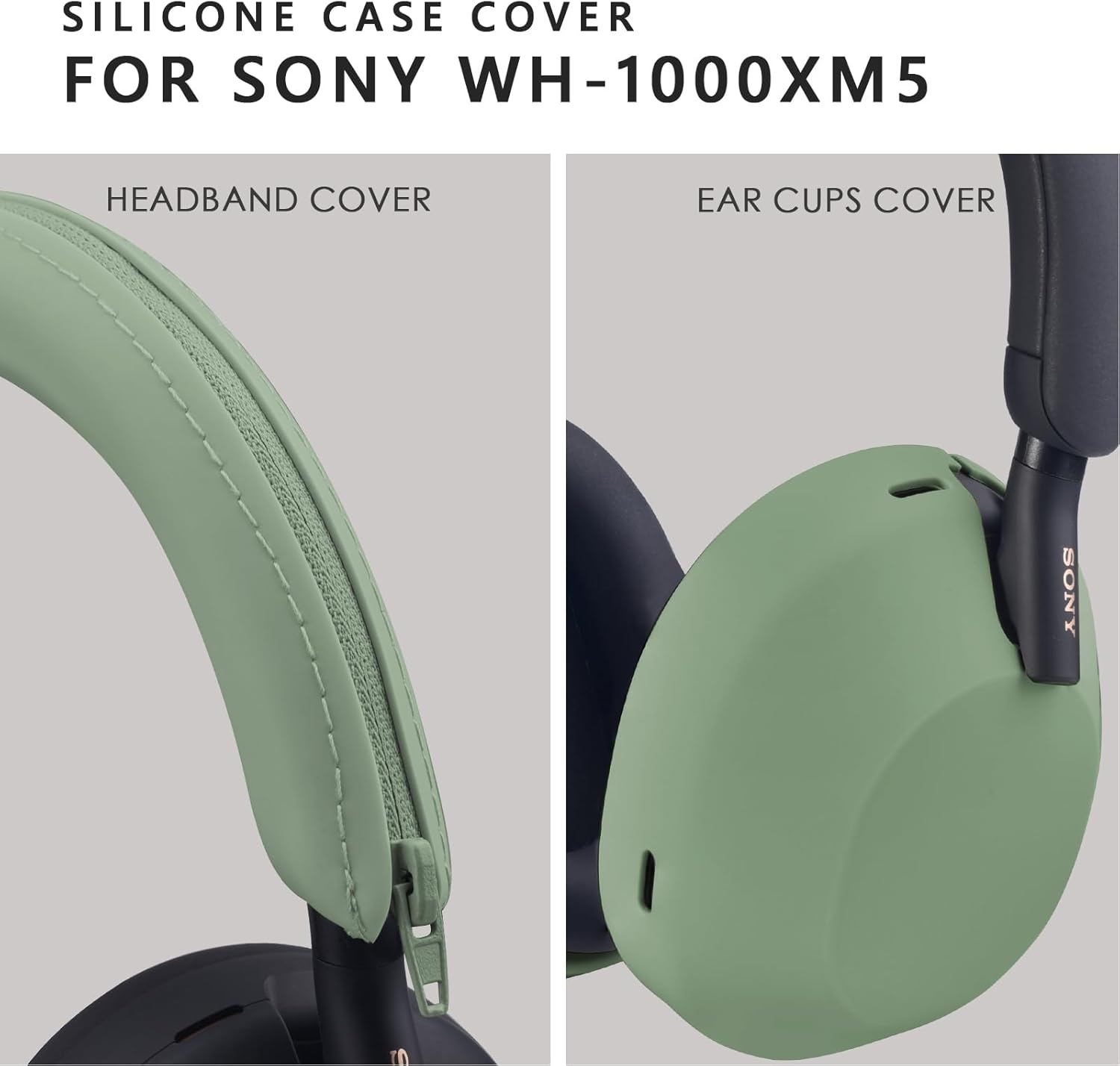Silicone Case for Sony WH-1000XM5, Sony xm5 Wireless Headphones Protective case Cover,Cactus Green - Image 3