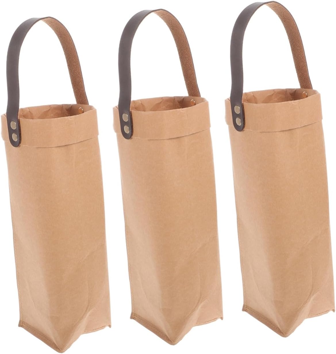 3pcs Handheld Wine Bag Carrier Reusable Tote for Wine Bottles Stylish Pu and Kraft for Gifting Picnics and Parties and Easy to Clean