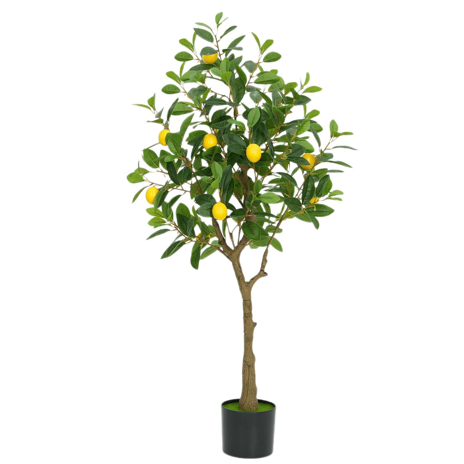 120 cm Grande Plante Artificielle Citronnier interieur, Fausse Plante Interieur avec Citron et Feuilles PE,künstliche Plante/Réaliste Arbre artificiel avec Pot Noir pour Salon, Bureau,Balcon