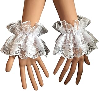 Esposas acampanadas con volantes para cosplay con patrón de flores de encaje, accesorios de ropa de mujer, mangas desmontables para mujer