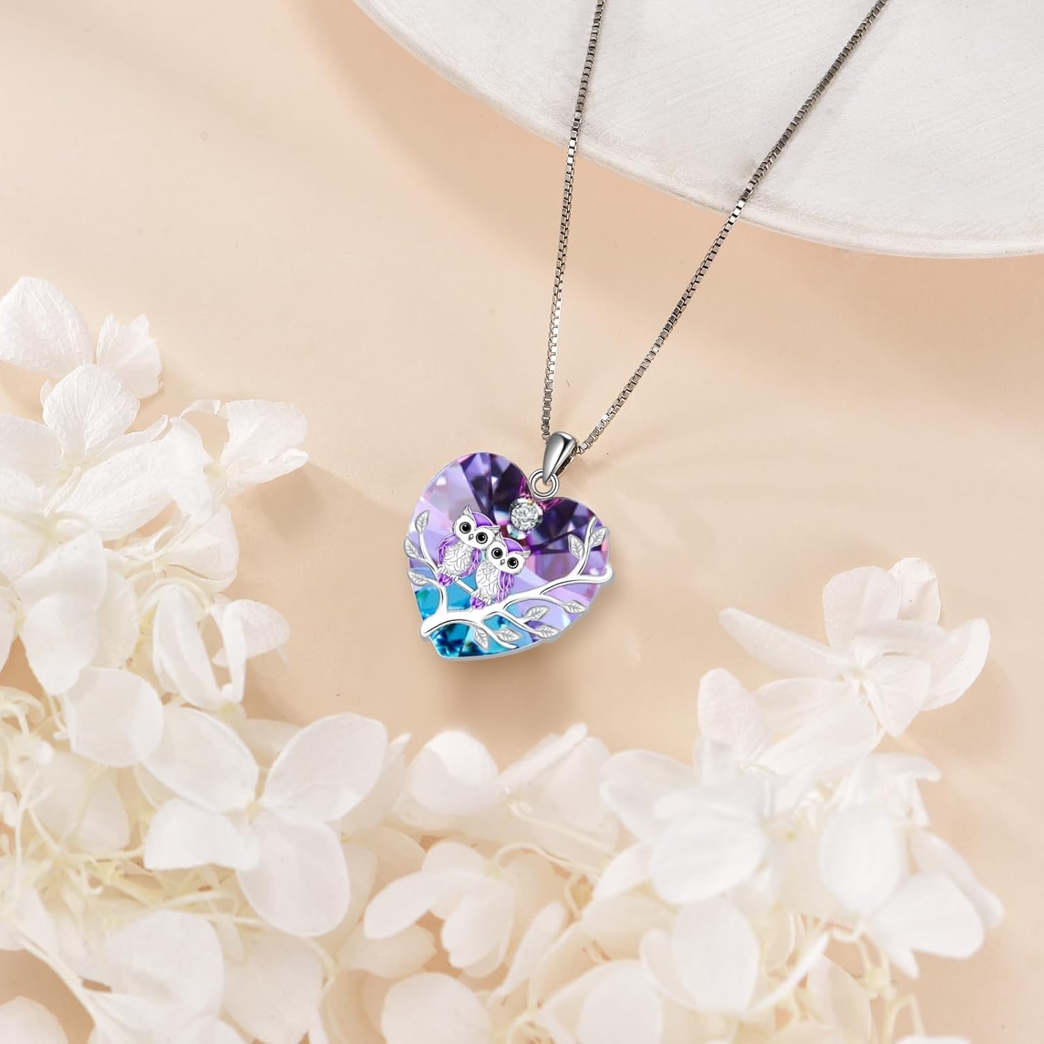 TOUPOP Owl Necklace for Women 925 Sterling Silver Crystal Owl Family Pendant Necklace Birthday Christmas Jewelry Gifts - Image 5