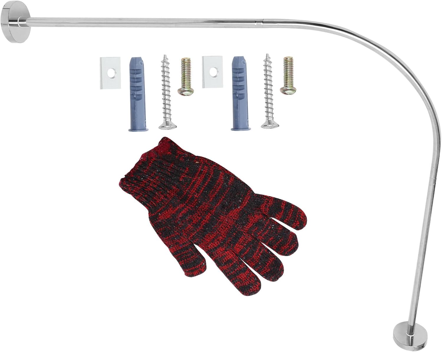 3 Pcs Adjustable Curved Shower Curtain Rod U-shaped Tension Rod for Corner Bathrooms Thickened Stainless Steel Tube Fan-shaped Design No Drilling Required