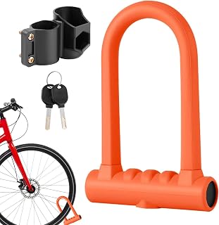 Motorcycle U Lock | U Lock for Bicycle Silicone - Ebike Lock Steel Shackle with 2 Copper Keys Resistant to Cutting & Leverage Attacks Gusengo