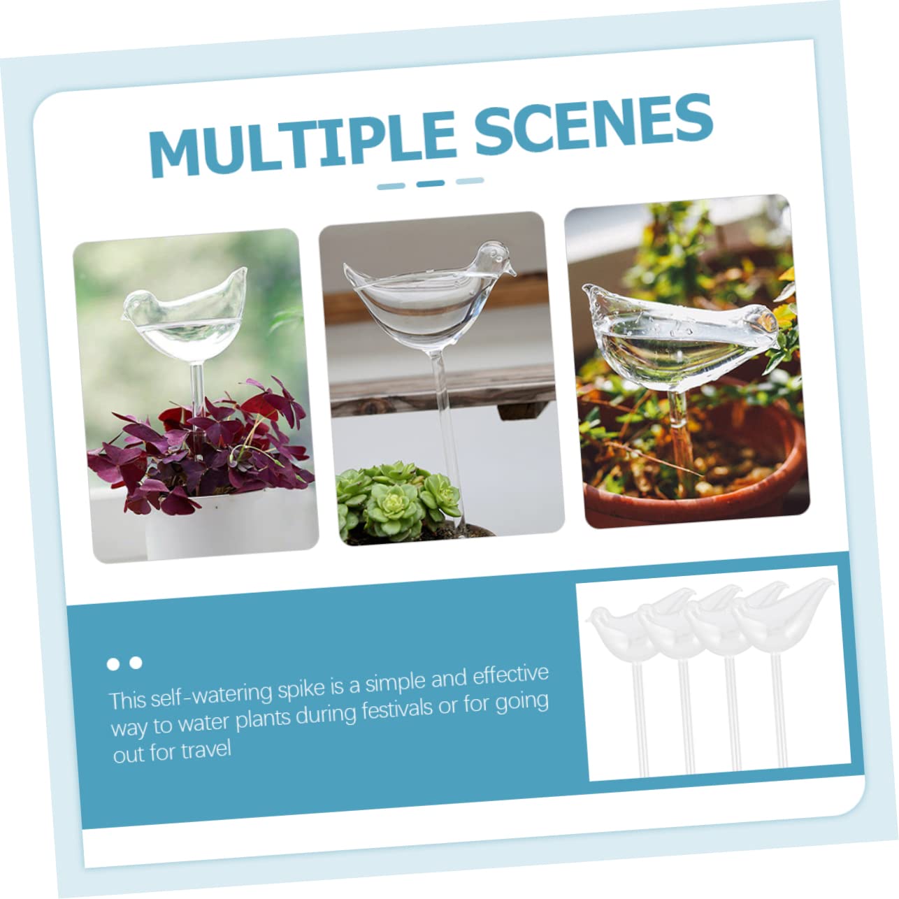 Toddmomy Globes à Arrosage Automatique Facile à Utiliser Lot de 4 en Verre Borosilicaté, Arrosage Automatique pour Plantes D’Extérieur