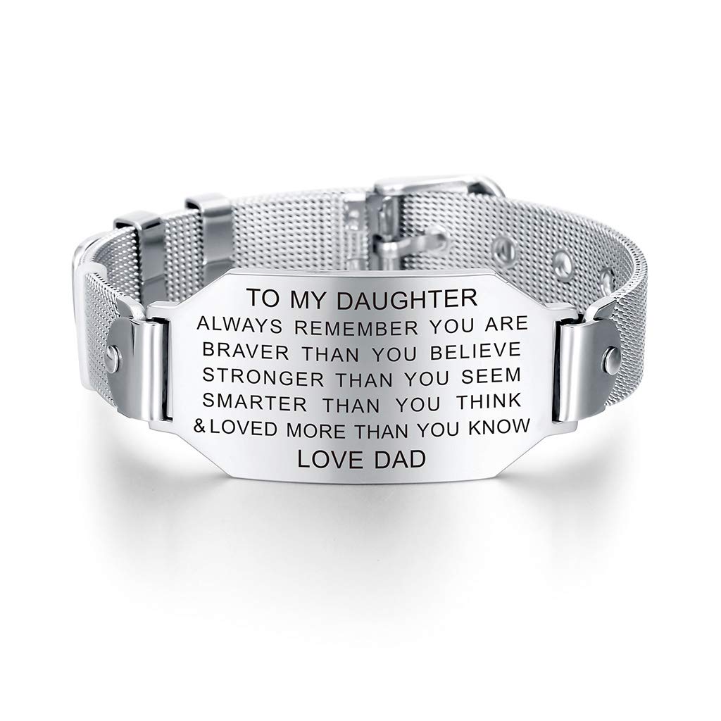 FALOGIJE to My Daughter Always Remember You are Braver Girls Inspirational Bracelet Love Gift from Mom and Dad