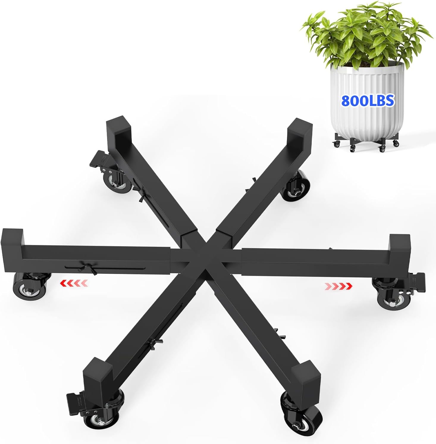 Plant Caddy With Wheels, Adjustable 16in to 23inch Heavy Duty Rolling Plant Dolly, Metal Plant Stand With 6 Wheels (3 Lockable), For Indoor Outdoor Large Pots Planter, Holds Up to 800 Lbs, Moving Dolly