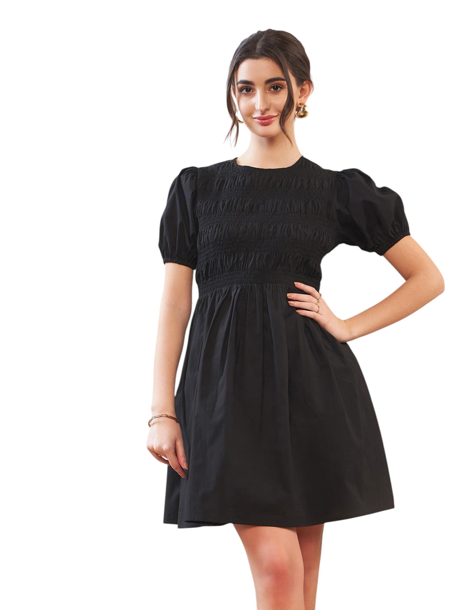 sassafras Women Poplin Smocked GatheDress-picture-14