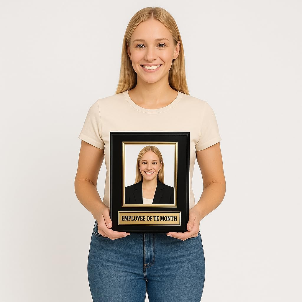 Made in USA Employee of The Month Frame Black - Employee of The Month Plaque 8"x10" Plaque Holds a 4"x6" Photo Appreciation Award and Recognition