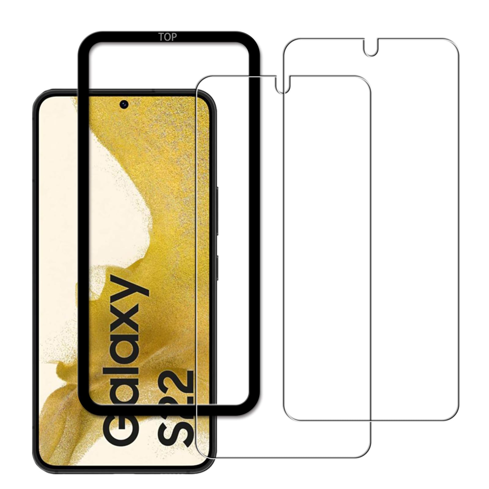 KPNS For Galaxy S22 SC 51C SCG13 ガラスフィルム 液晶保護フィルム 国産旭硝子素材製 9H 表面硬度 強化ガラス 耐傷性 画面保護フィルム 2枚セット ガイド枠付き