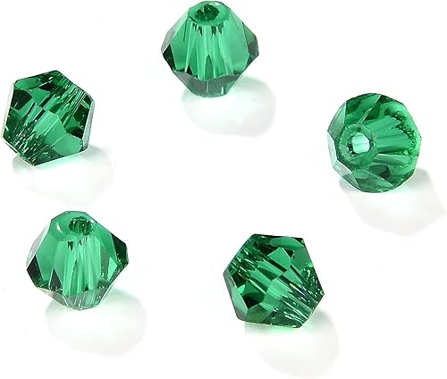 MEIUIJQ 1800 cuentas de cristal verde de 564 pulgadas (0.157 in) con forma de bicono facetado, cuentas espaciadoras de cristal para pulseras,