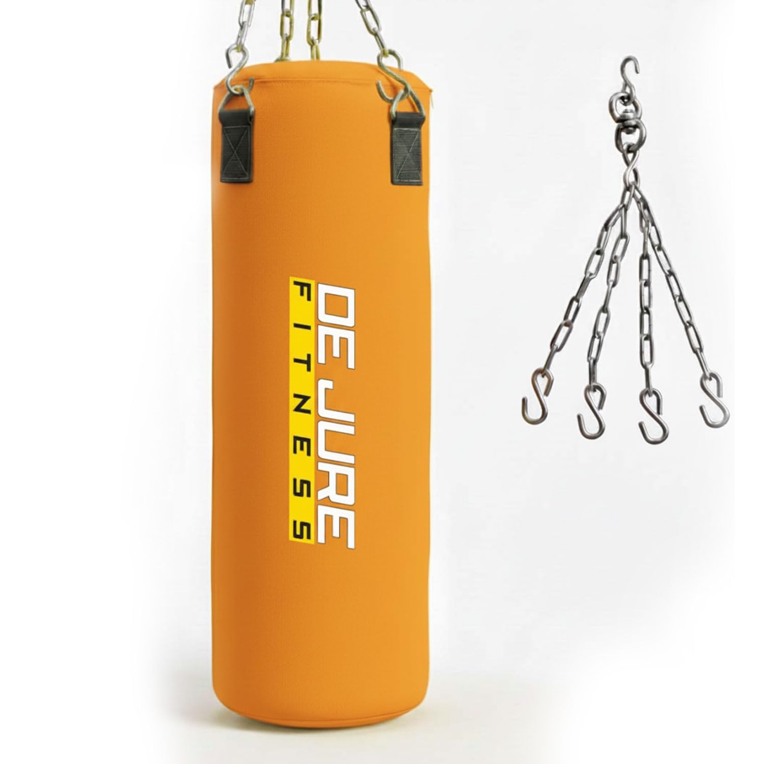 De Jure Fitness Heavy Duty Filled Punching Bag with Rust-Proof Steel Hanging Chain | Durable Polyester Fabric | Comfortable Recycled Filling | Boxing MMA, Kickboxing (Polyester-Filled-Orange, 4 Ft)-image-16