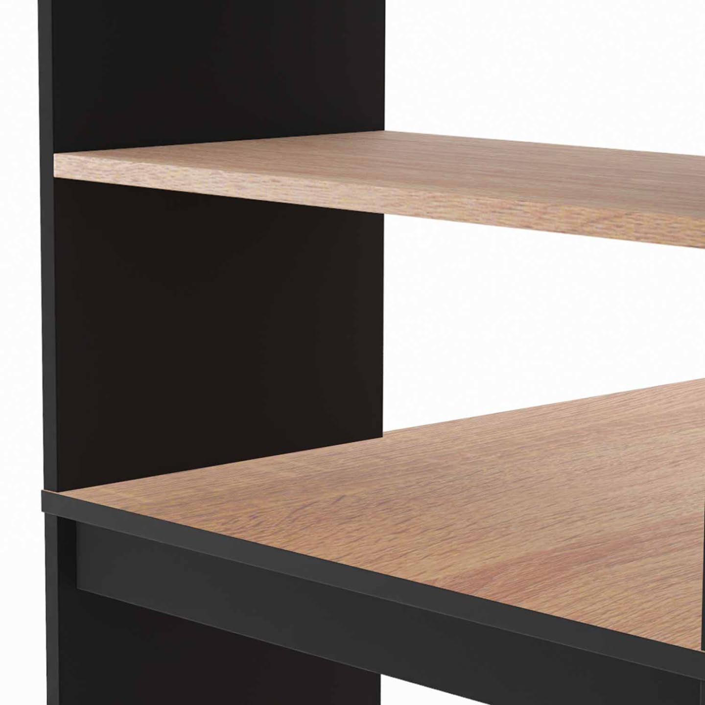 Libreria con ripiani su 6 livelli H160 cm - Effetto legno e nero