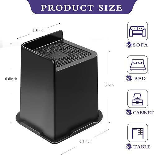 Miniatura 2 de Sunifier Elevadores de cama de 6 pulgadas, resistentes, paquete de 8 elevadores de muebles en forma de L de 6 pulgadas, soporta 5000 libras,
