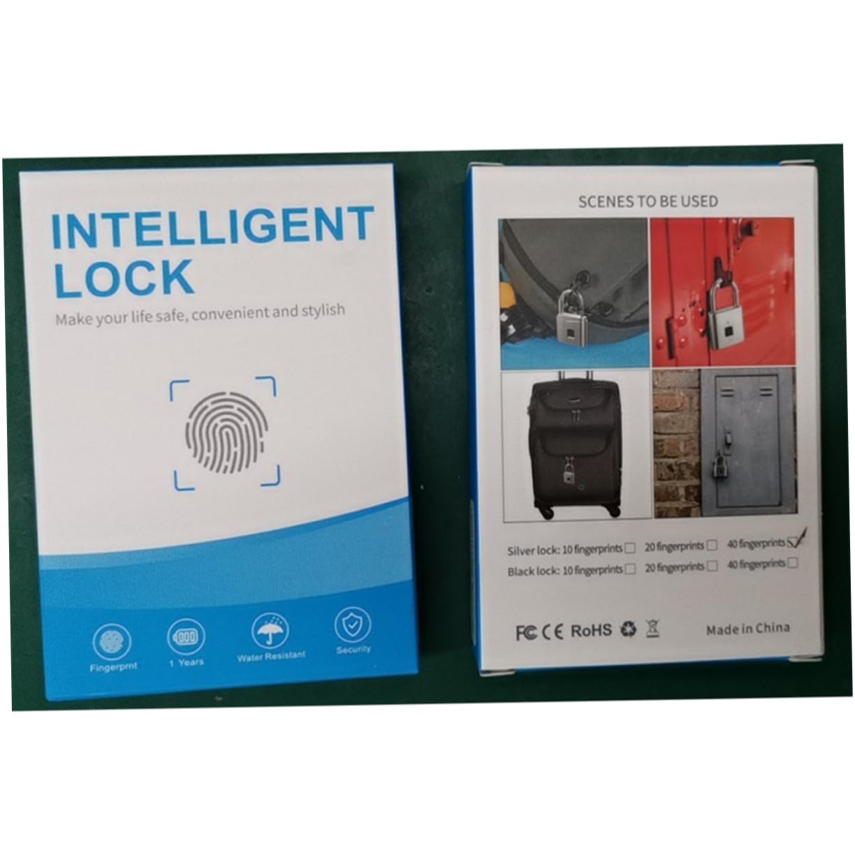 LIFKOME Lucchetto Elettronico e Password, Acciaio Inossidabile Nero Impronta Digitale 40 Impronte per Bagagli per Valigie e Zaini