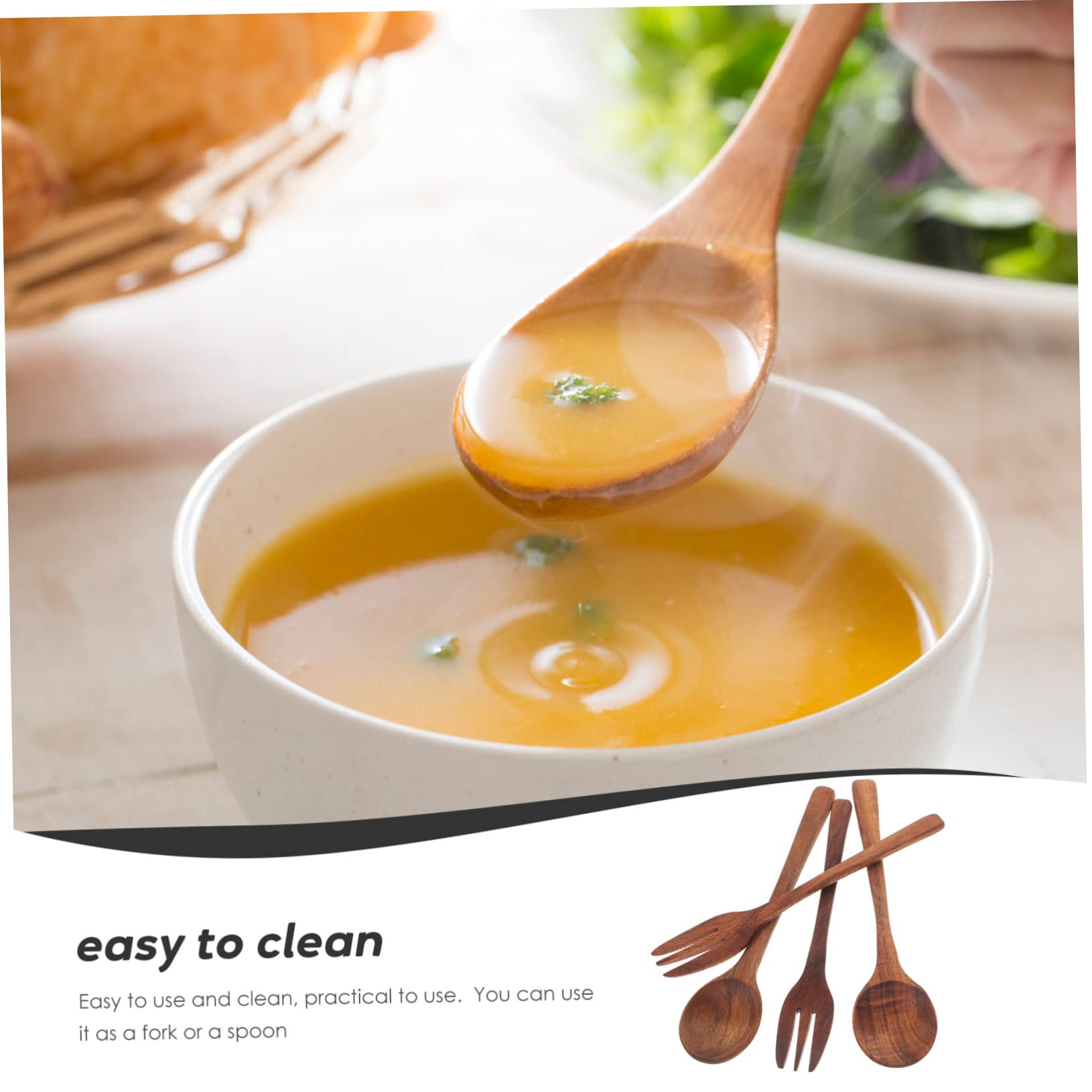 GRIRIW Fork Spoon Set 4pc Fork and Spoon Set Square Easy-clean Compact for All Meals