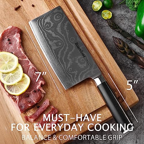 Cleaver-Knife-7-inch-Meat-Vegetable-Knife-Japanese-VG10-Steel-Core-Damascus-Kitchen-Chopping-Sheath-Ergonomic-Full-Tang-G10-Handle-with-Sheath-and-GiftBox