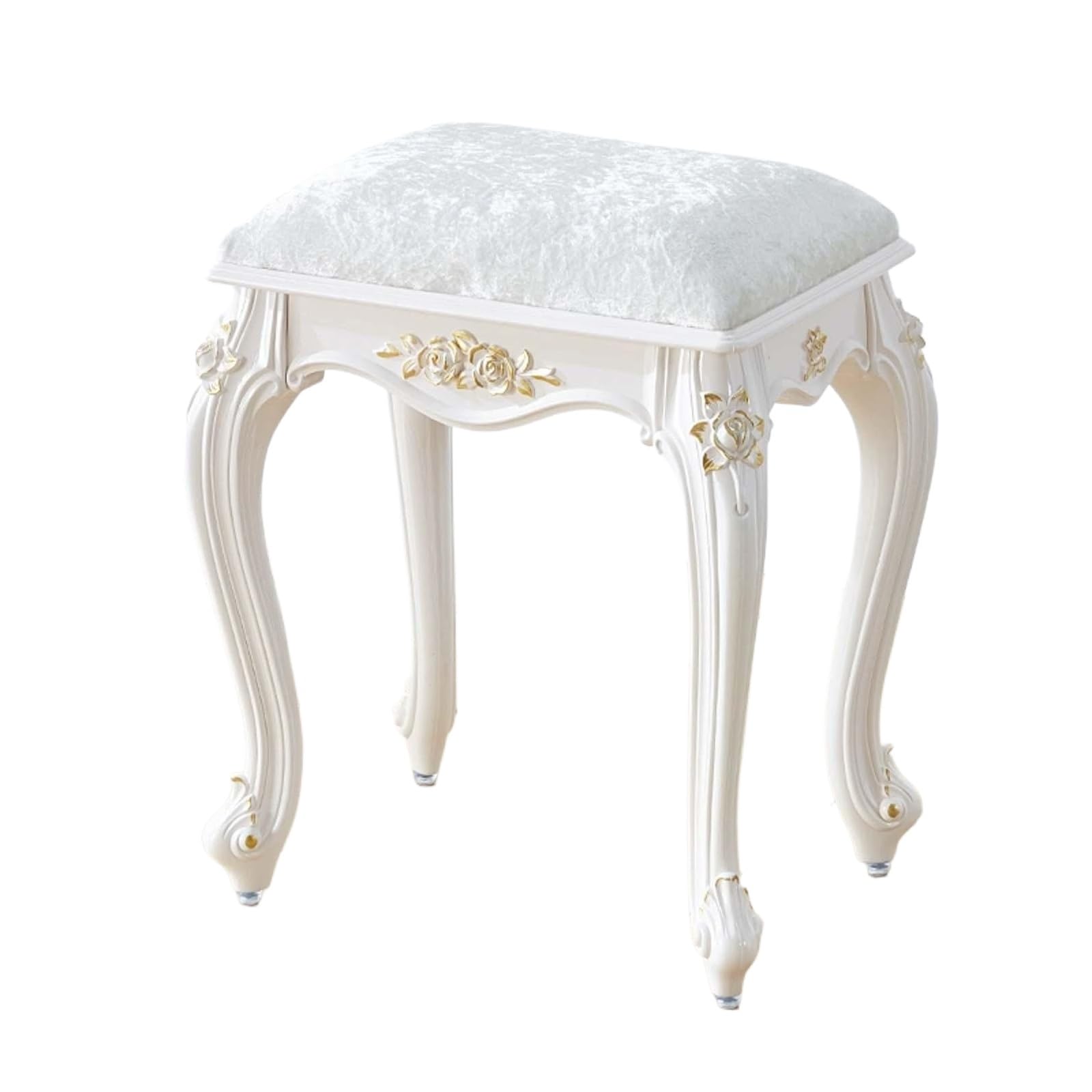 Banc de piano et tabouret de coiffeuse en velours argenté 43cm