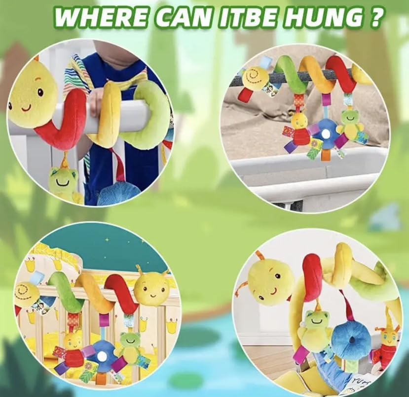 Miniatura 6 de Asiento de coche en espiral y cochecito de juguete, juguetes colgantes para bebés, juguetes de dibujos animados de interacción sensorial con