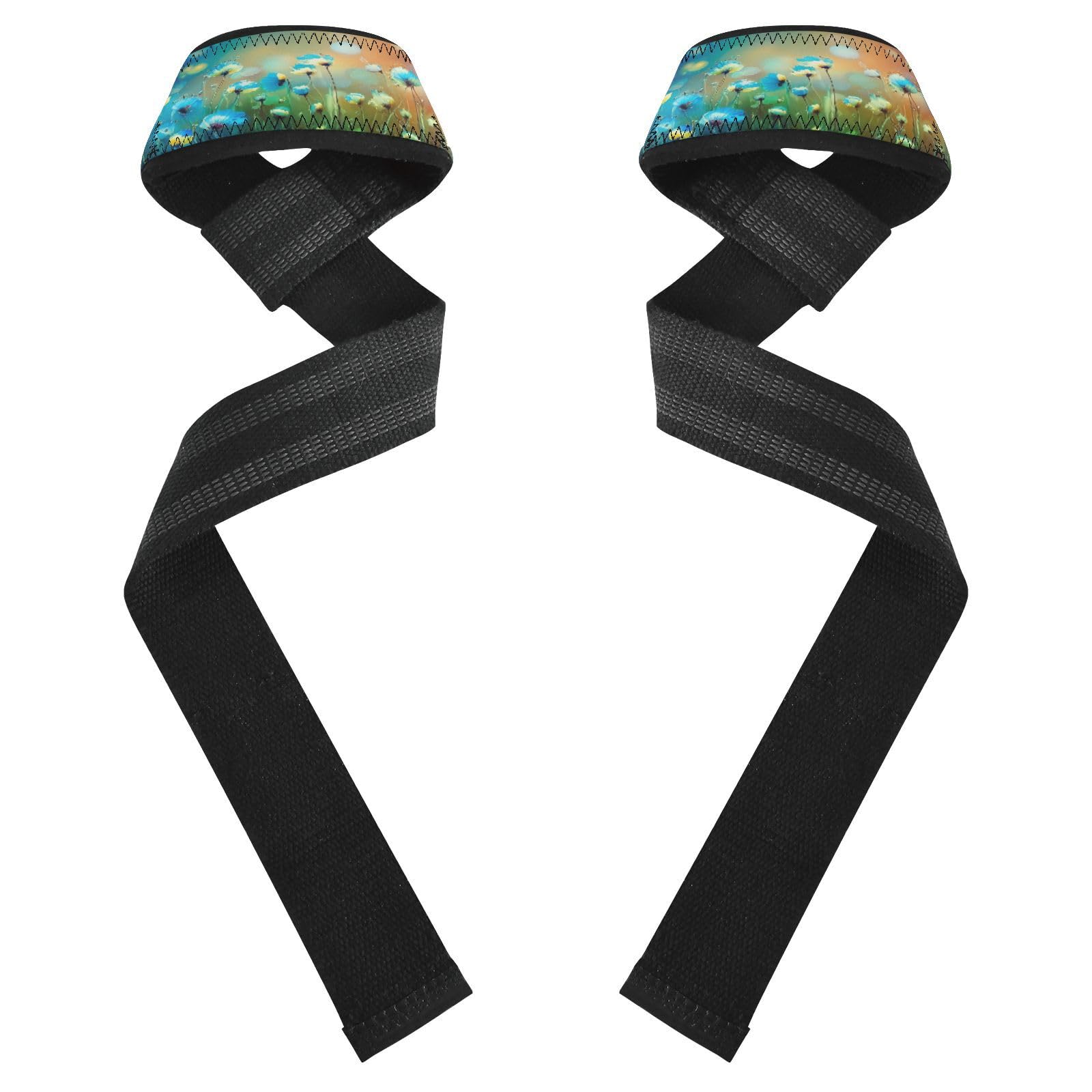 STAYTOP Wild Flower Wrist Straps for Weightlifting,Lifting Straps with Neoprene Cushioned Wrist Padded and Anti-Skid Silicone for Strength Training,Bodybuilding,Deadlifting