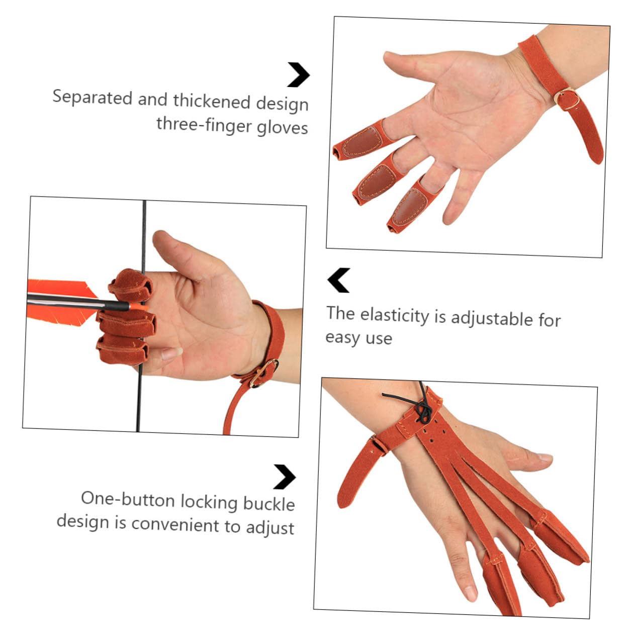 POPETPOP 2pcs Archery Protection Accessory: 3-Finger Gloves Guard Comfortable Fit Great for Recurve Traditional Practices