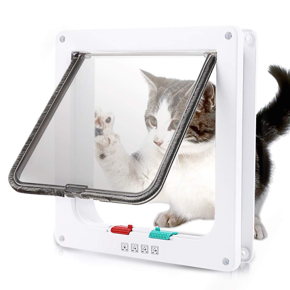 Puerta Para Gatos Con 4 Modos De Bloqueo Magnético – Ideal Para Volquetes Transparentes De 23x21 Cm