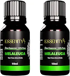 02 Óleo Essencial de Melaleuca - Tea Tree Natural Premium 100% Puro - Ideal para Difusores de Aromas Elétricos, Aromaterapia, Massagem, Purificante, Antisséptico, Fortalece a Imunidade, Promove Saúde da Pele e Alívio de Irritações - Vegano, Cruelty-Free - 10ml - ESSENITY