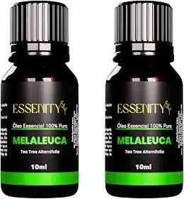02 Óleo Essencial de Melaleuca - Tea Tree Natural Premium 100% Puro - Ideal para Difusores de Aromas Elétricos, Aromaterapia, Massagem, Purificante, Antisséptico, Fortalece a Imunidade, Promove Saúde da Pele e Alívio de Irritações - Vegano, Cruelty-Free - 10ml - ESSENITY