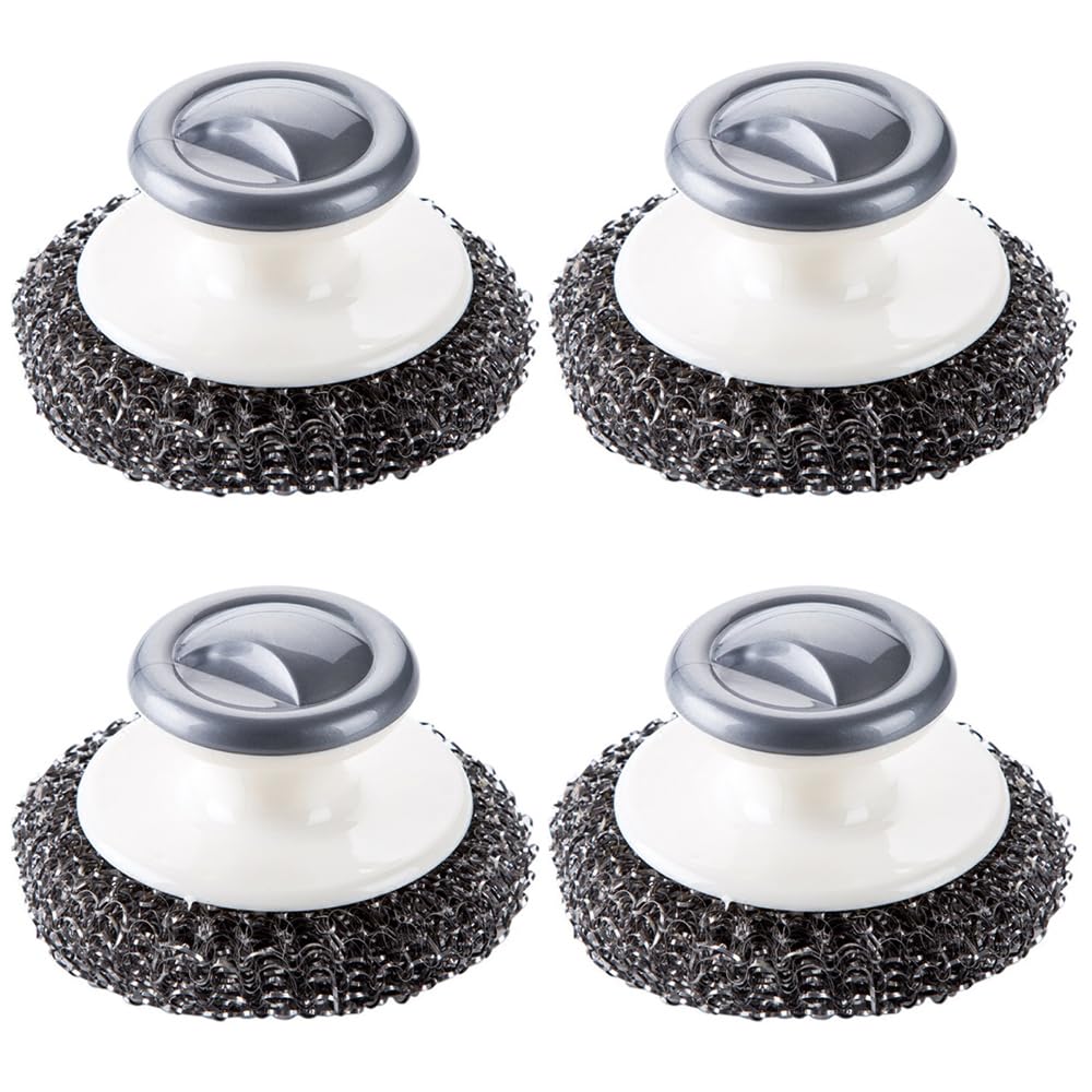 Set 4 Spazzole In Acciaio Per Pulizia - Con Manico Per Pentole, Griglie E Stoviglie - Foto 8