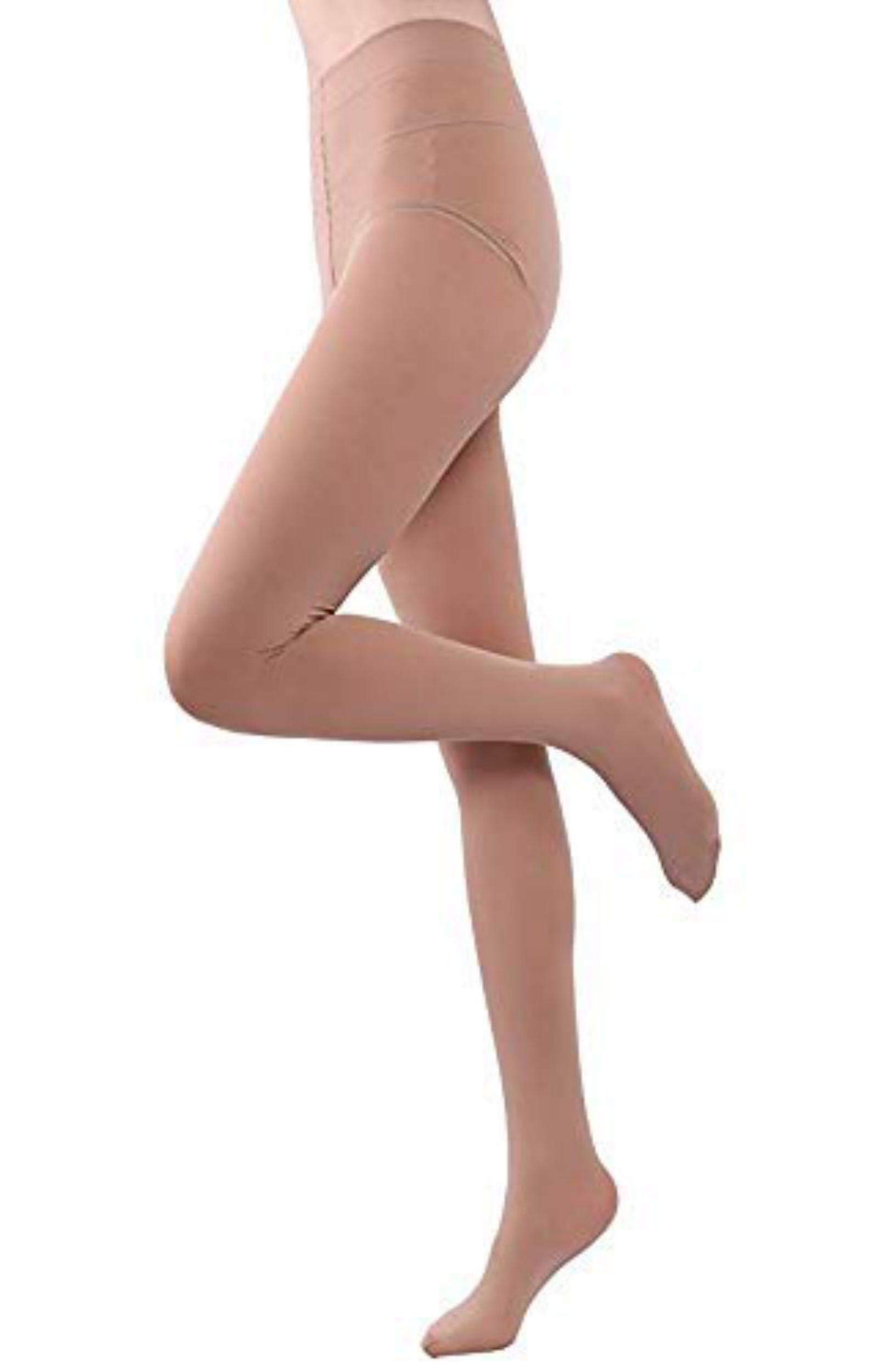 Women's 1 Pair Run Resistant Control Top Panty Hose Solid Opaque footed Tights - Beige-picture-38
