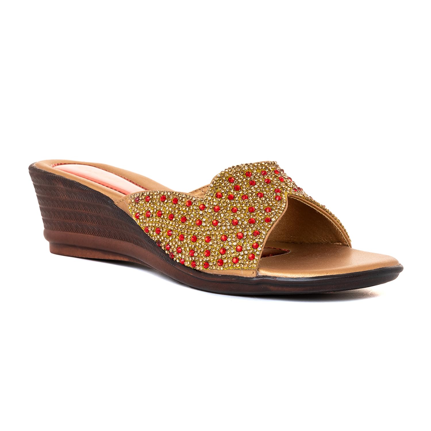 Khadims Gold Wedge Heel Mule Slip On Sandal for Women (6511074) (B0CX5H93XL) Amazon Price History, Amazon Price Tracker
