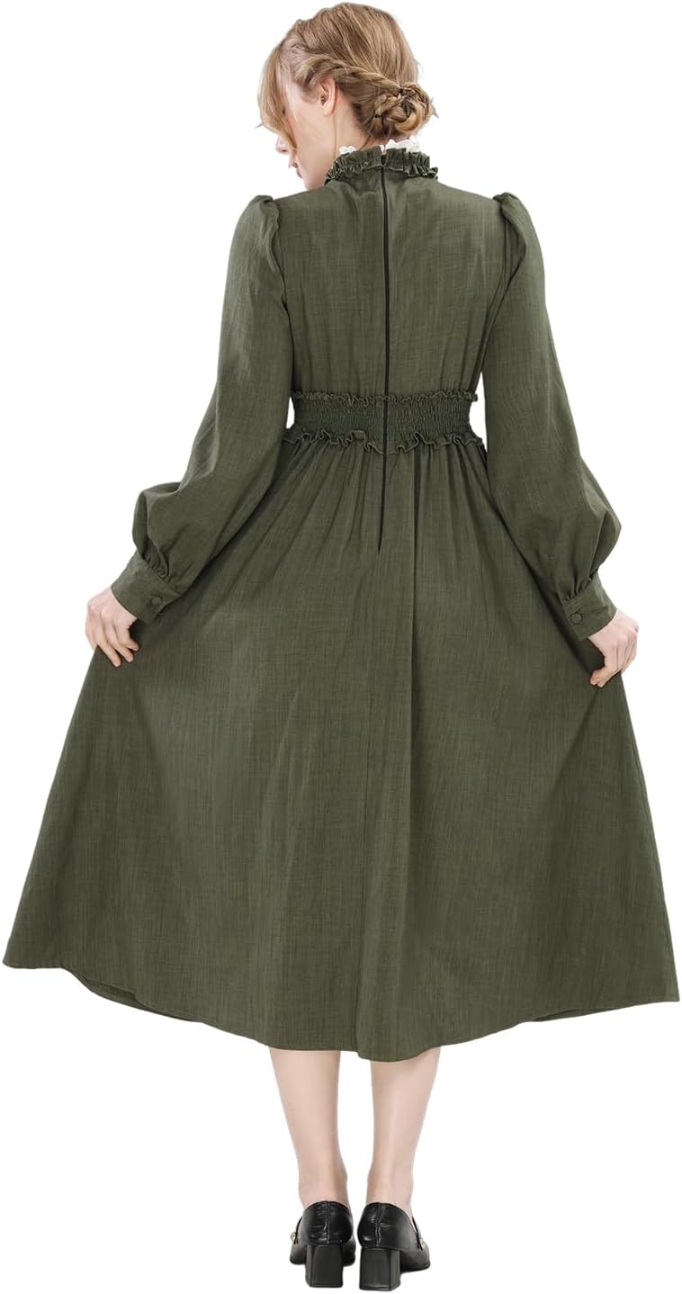 Nuoqi Womens Victorian Dress Long Sleeve 1800s Edwardian Dress Vintage Renaissance Costume - Image 6