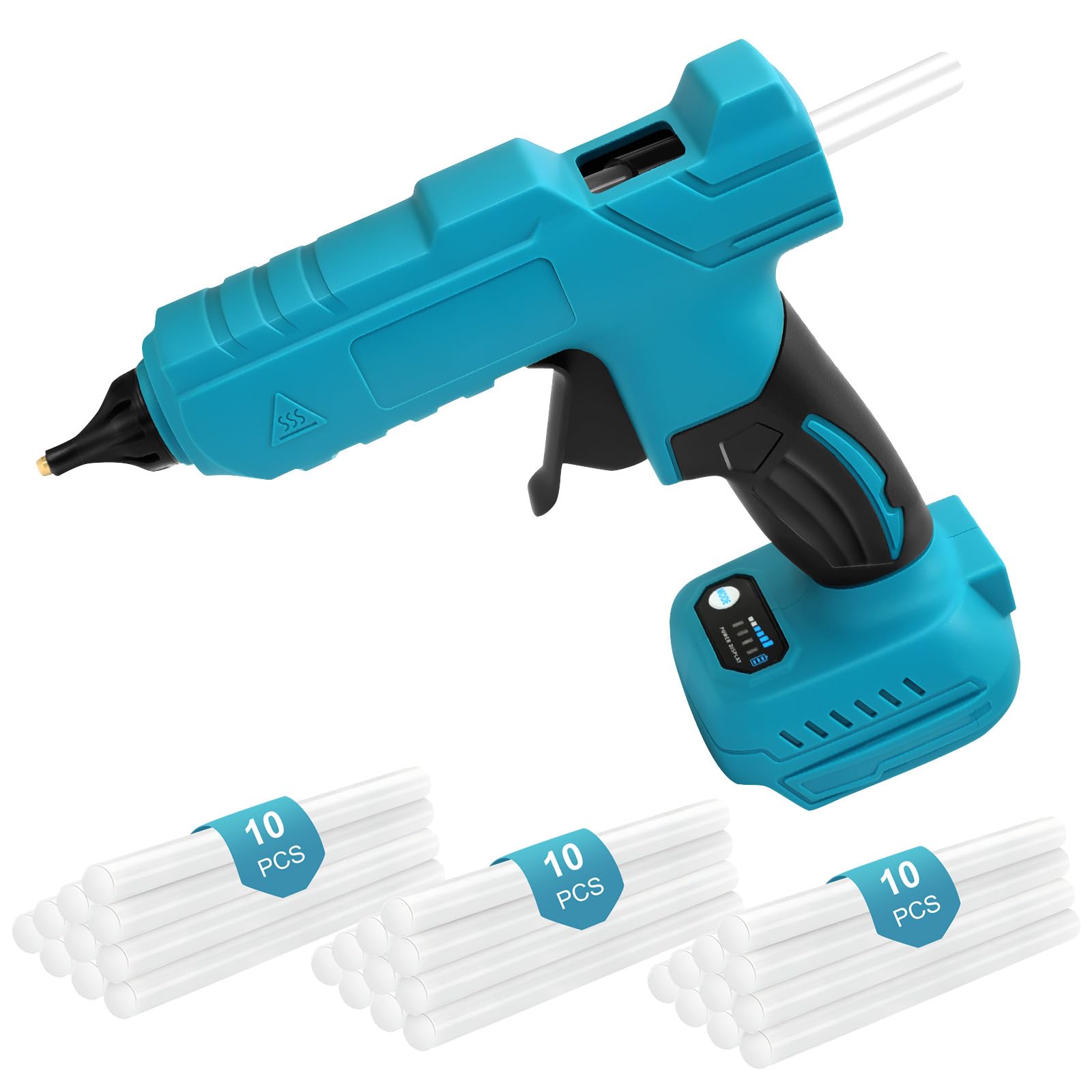 – Cordless Hot Glue Gun, 100W Glue Gun with 30PCS 11mm x 150mm Glue Sticks, Anti-drip Nozzle, Fast Preheating, Suitable for DIY, Crafting, Art, Home Quick Repair (Without Battery and charger)