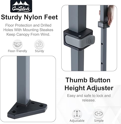 Miniatura 4 de COOSHADE - Tienda de campaña plegable con patas rectas, refugio de protección solar instantánea, genial cabaña portátil